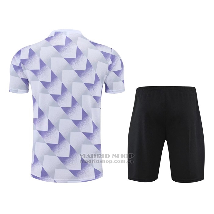Chandal del Real Madrid Manga Corta 2022-2023 Blanco y Purpura - Pantalon Corto